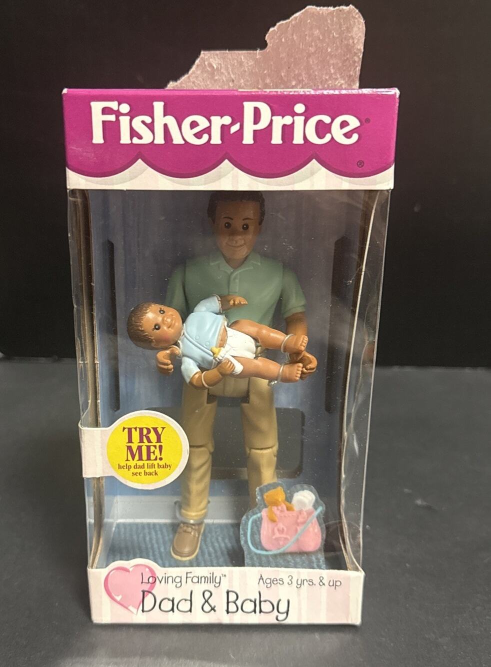 Fisher Price Loving Family Dollhouse African American Dad & Baby Orig Packaging